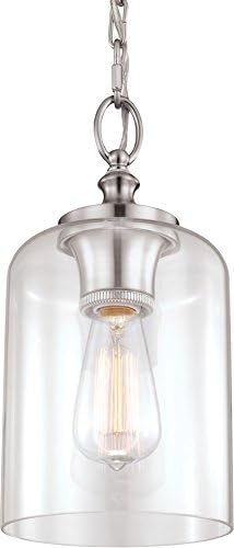 Feiss Lighting-Hounslow-Mini-Pendant 1 Light in Period Inspired Style-6.5 Inch Wide by 13.38 Inch High-Brushed Steel Fin
