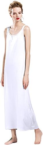 Papicutew Breathable Nightgowns for Women Long Cotton Sleepwear with Sleeveless (L, White)