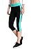Neonysweets Womens Yoga Capri Tights Running Fitness Pants Leggings Black Aqua M