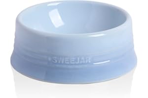 Sweejar Gradient Dog Bowl, Ceramic Dog Food Dish for Medium Dogs and Cat, Porcelain Pet Bowl for Food and Water 18 oz (Gradient Light Blue)