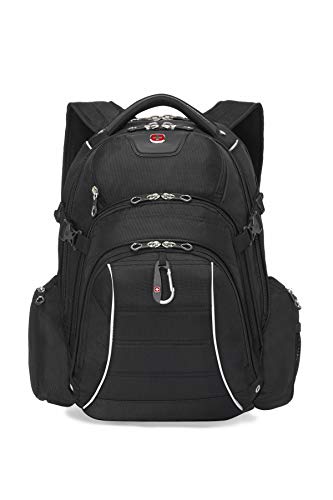 Swiss Gear International Carry-On Size Rainproof Backpack for Laptop - Fits 15.6-Inch to 17.3-Inch Laptop, Black
