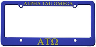 Officially Licensed Alpha Tau Omega License Plate Frame - Blue with Gold Text