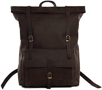 HandMadeCart Roll Top Genuine Leather Backpack Travelling Backpack Weekend Bag MG31