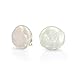 Bridal White Biwa Coin Freshwater Cultured Pearl Clip On Earrings For Women Non Pierced Ear .925 Sterling Silver