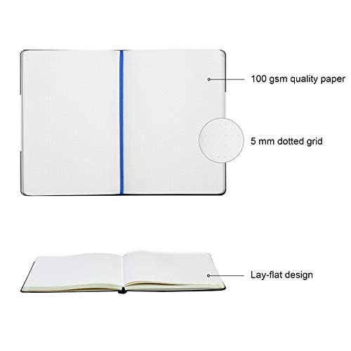 Paperage Dotted Journal Bullet Notebook, Hard Cover, Medium 5.7 x 8 inches, 100 gsm Thick Paper (Navy, Dotted)