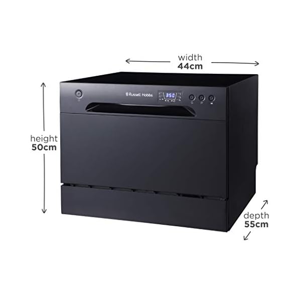 Russell-Hobbs-RHTTDW6B-Compact-Table-Top-Dishwasher-with-6-programmes-6-place-settings-Eco-mode-Quick-mode-Delay-Timer-Black Russell Hobbs RHTTDW6B Freestanding Compact Dishwasher, Eco mode, 6 place_settings, Black, Noise level: decibels 52