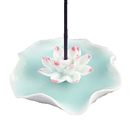 Lotus Leaf Water Lily Flower Ceramic Incense Holder Burner Ashtray Incense Plate Incense Burner Home Decoration(Mini Style Color Random)