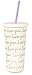 Kate Spade New York Insulated Tumbler with Reusable Silicone Straw, 20 Ounces, Love Script