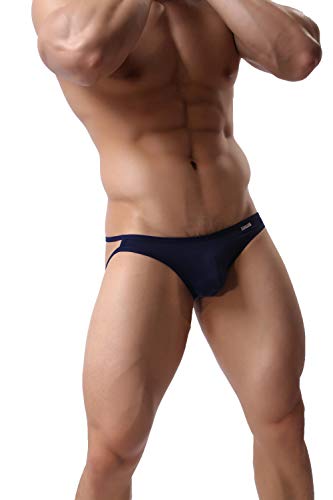 BRAVE PERSON Men\'s Jockstraps Underwear Male G-Strings Thongs Athletic Supporter Briefs (Navy, Large)