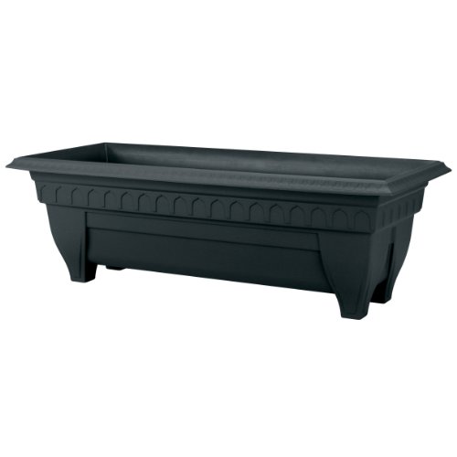 DCN Plastic 1427BK Azura Rectangle Patio Planter, Black