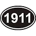 1911 oval vinyl Decal Sticker Gun Ammo Bullets, Black