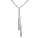 She Lian Vintage Y Long Chain Tassel Necklace for Women Costume Jewelry 30 Inch (White Gold Tone)