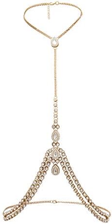 Sexy Crystal Rhinestone Body Chains for Women Girls Statement Vintage Waist Chain Body Jewelry