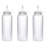 (3 pack) 16 oz THETIS Homes Plastic Squeeze Squirt Condiment Bottles with Twist On Cap Lids - Perfect For Syrup, Sauce, Ketchup, BBQ, Condiments, Dressing, Arts and Craft, Workshop, Storage, and More