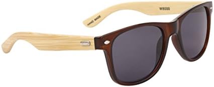 AnL Vision Fashion Handmade Sunglasses Bamboo Wood Temples Unisex Wayfarer (Brown, Black)