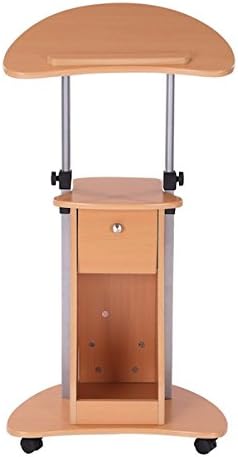Adjustable Rolling Laptop Notebook Versatile Computer Desk Table Workstation Home Office Furniture Drawer Shelves Stationery Documents Storage Adjustable Height And Table Top Stand Over Sofa Bed
