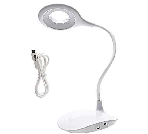 Citra LED Desk Lamp, 5W Touch Control Table Lamp Battery Operated high Brightness Lamp, 18LED Gooseneck Compact Portable Eye-Caring Desk Lamp for Bedroom Study Office White