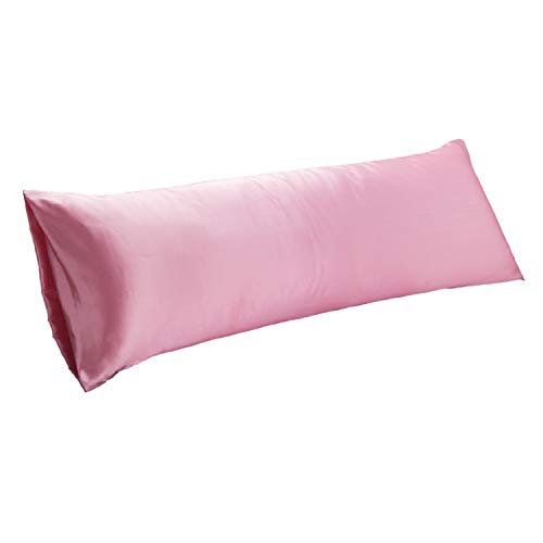 Bedsure Body Pillow Cover Pink 20 x 54 inches Super Soft Silky Satin