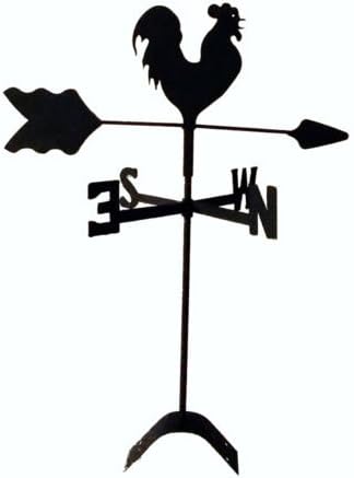 Weathervanes - The Lazy Scroll Rooster Chicken Weather Vane for Roof Barn Yard Rooster Decor Roof Mount Weathervane Black Wrought Iron Look