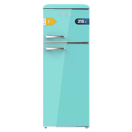 Cecotec Bolero CoolMarket 2D Origin 215 Green 215 L Retro 215 Door Refrigerator Height 148 cm Width 55 cm, LED, Chrome Handle, Glass Shelves, Temperature Control
