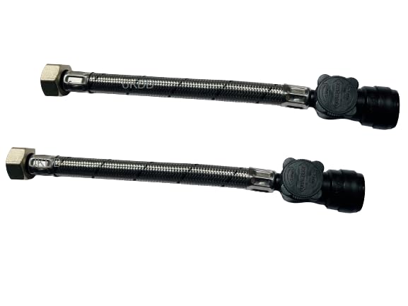 Flexible Tap Hose Connector Pack of 2 - Compression or Push Fit or Push Fit with isolating Valve 300mm Long (22mm Pushfit x 3/4"F x 300mm Long with Isolating)
