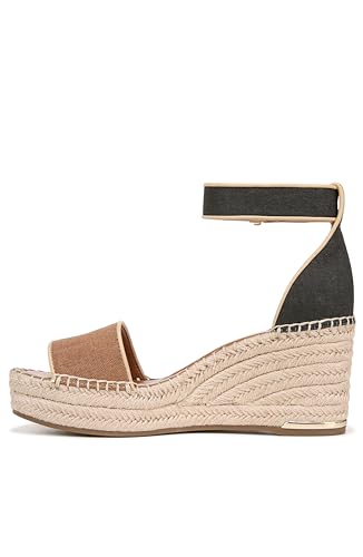Franco Sarto Womens Clemens Jute Wrapped Espadrille Wedge Sandals Tan/Black Fabric 11W