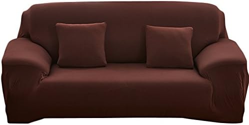 Elvoes Floral Printed Sofa Cover Anti-Slip Elastic Slipcover Stretch Polyester Fabric Soft Furniture Protector Couch Cover (Two seater(57''-72''), Coffee)
