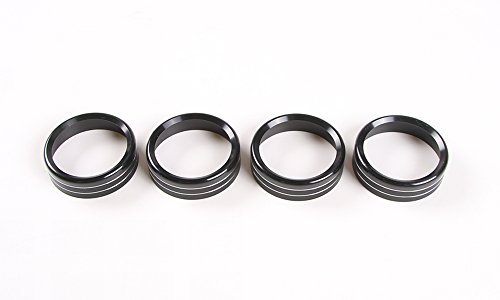 Aluminum Alloy Car Inner side Air Conditioner Switch Knob Ring Cover Trim For Ford F150 XLT 2016 2017 2018 (Black)