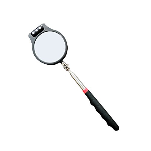 Telescoping Lighted Inspection Mirror,Telescoping LED Lighted Flexible Inspection Mirror 360 Swivel