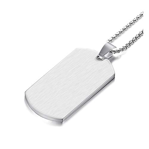 BAIYI Medical Alert ID Necklace Stainless Steel Matte Dog Tag for Men Women 24 inch Free Engraving - Thumbnail 3