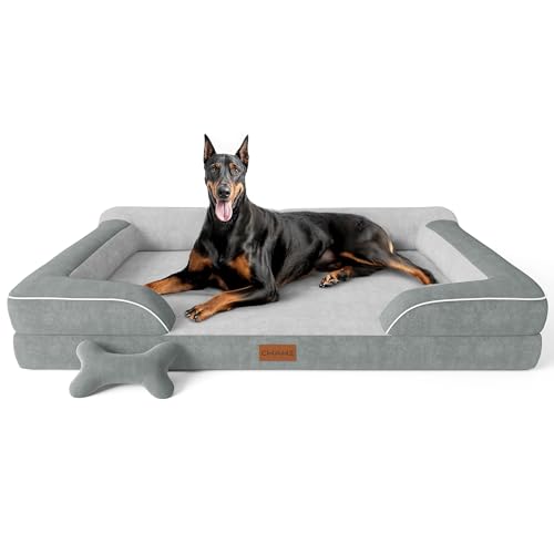 CWAWZ Cama XXL para Perros Extra Grandes, Cama ortopédica Gigante para Perros con Espuma viscoelástica con Gel refrescante, Cama Impermeable para Perros con Funda extraíble y Lavable, sofá Cama para