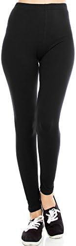 KOMPA Soft Spandex Full Length Black and Color High Waisted Leggings For Women