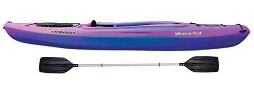 SUN Dolphin Phoenix 10.4 Fishing Holiday Vacation River Lake Sit-in Kayak, Paddle Included (Pink/Purple)