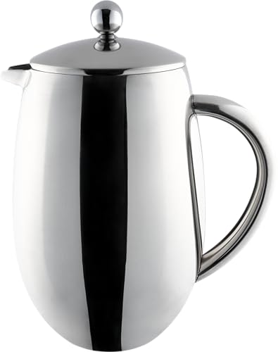 Café Olé Bfd Cafetière, Corps à Double Paroi En Acier Inoxydable 18/10 et Filtre à Mailles, Finition Miroir, 1500 Ml (10 Tasses à Espresso Ou 6 Mugs)