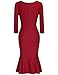 MUXXN Women's 1960s Retro Midi Sheath Office Casual Dress (Burgundy M)
