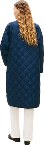 Casaco almofadado de mulher com bandeira, WW0WW47747, parka azul (azul-marinho escuro de noite), tamanho S, AZUL (azul marinho escuro de noite), S