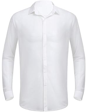 Men's See Through Mesh Clubwear Perspective Muscle Top Long Sleeve Shirt