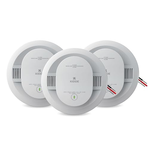 Kidde Smoke and Carbon Monoxide Detector, Hardwired with 10-Year Battery Backup, LED Status Lights, Interconnected, 85 dB Alarm, 5 inches, 30CUA10, 3 Pack Kidde Smoke and Carbon Monoxide Detector, Hardwired with 10-Year Battery Backup, LED Status Lights, Interconnected, 85 dB Alarm, 5 inches, 30CUA10, 3 Pack
