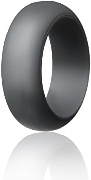 Silicone Wedding Ring by Mounblun, Premium Quality Medical Grade Wedding-Bands for Active Men, Athletes, Comfortable Fit &amp; Skin Safe, Non-toxic, Antibacterial (Grey, 8)