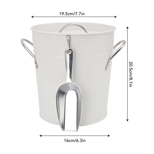 Greensen Double Wall Thermal Ice Bucket with Lid and Spoon for Champagne and Wine, Refrigerated Container, White, 19.5 x 20.5 x 16 cm