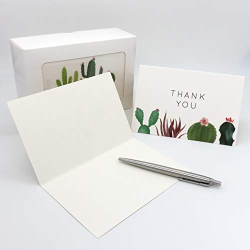 Gooji 4x6 Cactus Thank You Cards (Bulk 36-Pack) Matching Peel-and-Seal White Envelopes | Assorted Set, Watercolor, Colorful Graphics | Birthday Party, Baby Shower, Weddings