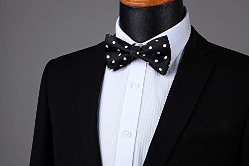 Enlision Pre-Tied Bow Tie Polka Dot Adjustable Formal Bowties Neck Tie for Men & Boys Black/White