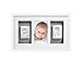 Pearhead Babyprints Newborn Baby Handprint and Footprint Deluxe Wall Photo Frame & No Bake Impression Kit with Gray Mat, White