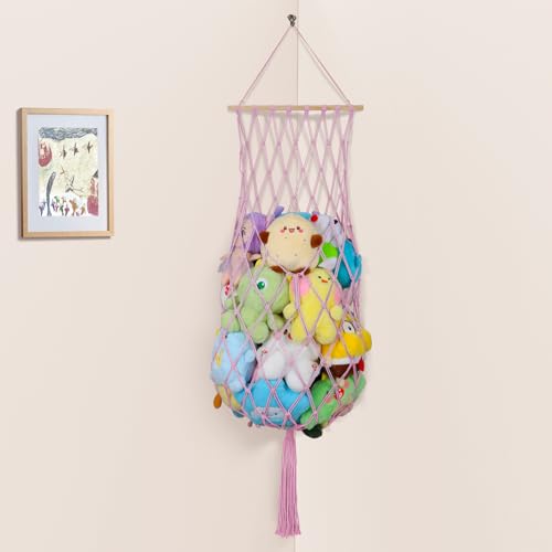 iHansee Stuffed Animal Storage Hammock Pink
