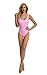 MIAIULIA Women's Retro 80s/90s Inspired High Cut Low Back Padding One Piece Swimwear Bathing Suits