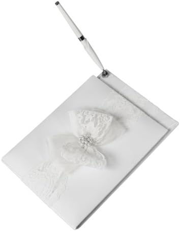 Delilah Wedding Guest Book with Attached Pen, White