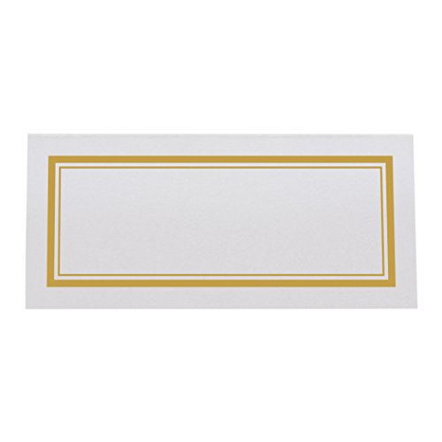 Documents and Designs Double Line Border Easy Print Place Cards, Pearl White, Gold, Set of 150 (38 Sheets)