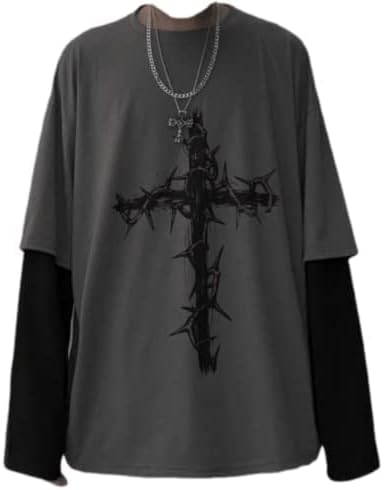 Men Women Gothic Long Sleeve Top Graphic Tee – Emo Y2K Grunge