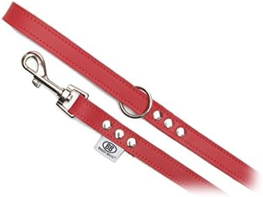 Buddy Belts Classic Collection All Leather Pet Leash, 3/4-Inch by 4-Feet, Red
