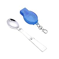 Shotbow Fashion Outdoor Folding Travel Camping Utensil Stainless Pocket Spoon Fork Ergonomic Utensil Set for Home, Kitchen and Restaurant (F)